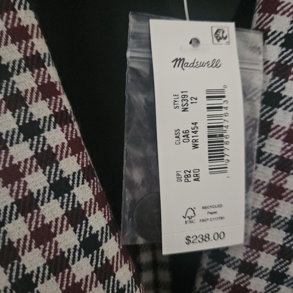 NEW! MADEWELL Alston Gingham Wool Blend Twill Slim Fit Tailored Blazer 12. - Picture 7 of 14